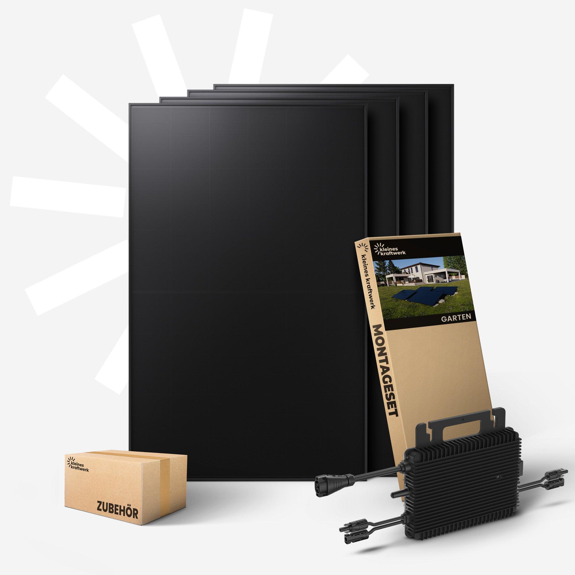 Kleines Kraftwerk 1920W Balkonkraftwerk Flachdach-Halterung - 0% MwSt - 800W Wechselrichter mit WiFi, 4× 480W bifaziale Solarmodule, 5 m Kabel