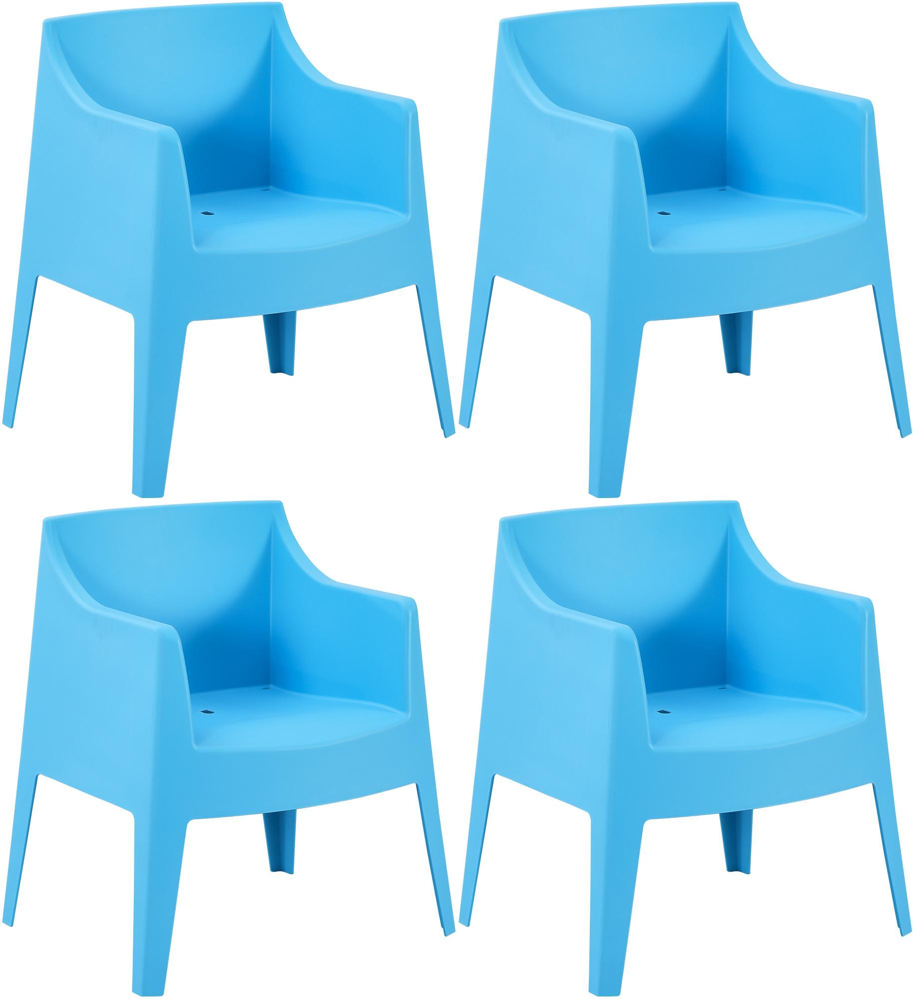 Gartenstuhl HENRI 4er Set - 73x57x78cm, Kunststoff, Blau | Stapelstuhl Loungestuhl Garten Outdoor-Stuhl