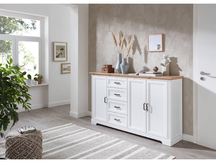 Sideboard 182 cm 182 x 102 x 41cm Weiß/Pinie Weiß Dekor