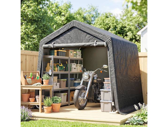 Outsunny Abri de Jardin Gris 280x240cm Cadre Métallique 2 Portes