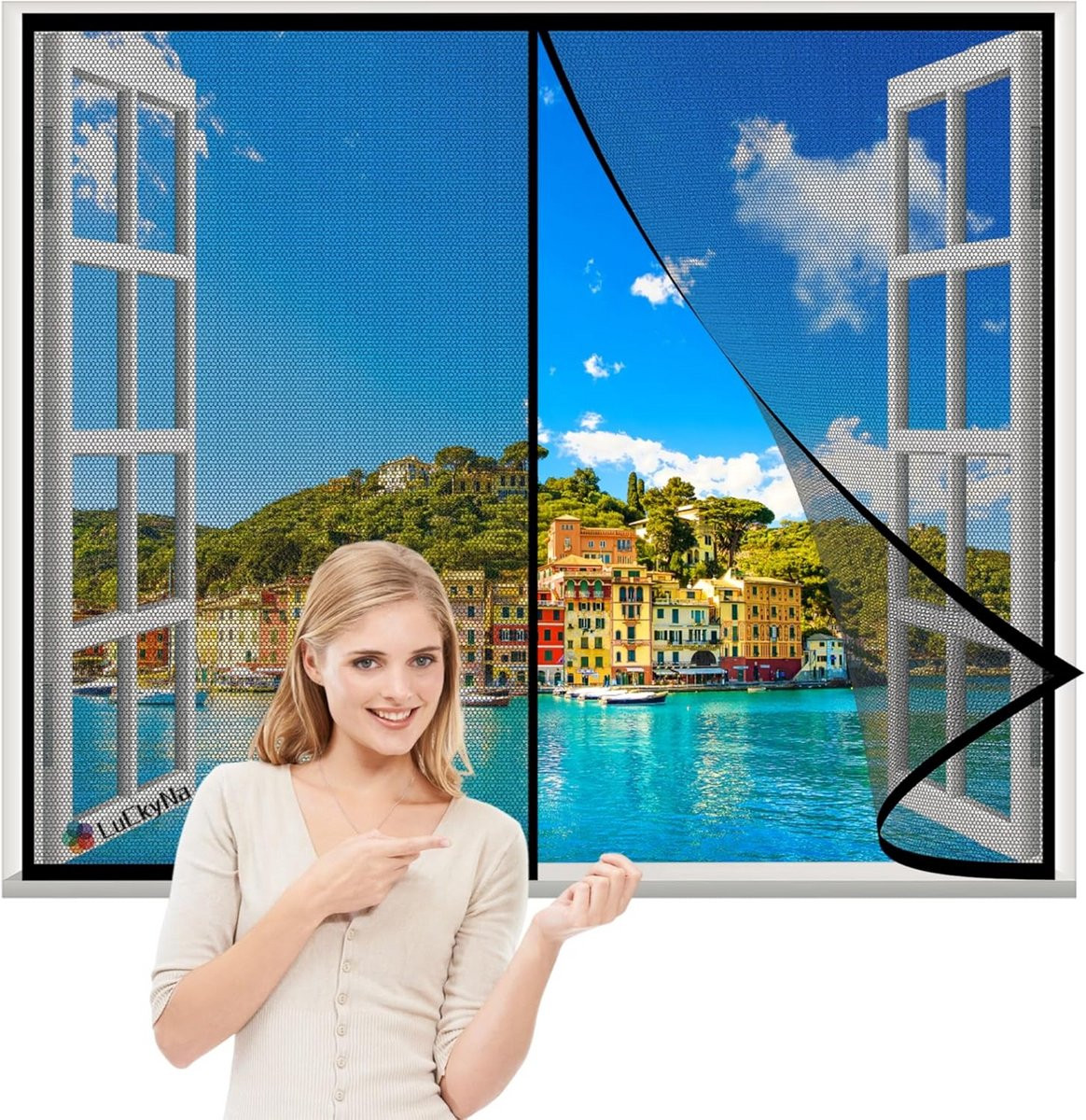 Magnetisch hor voor raam zwart 85 x 85 cm