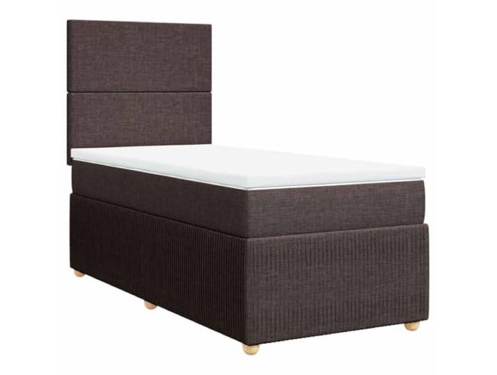 PUGYNBK Box Spring Bett mit Matratze, Dunkelbraun, 80 x 200 cm Taschenfederkerne, verstellbares Kopfteil, waschbare Matratzenauflage, Lattenrost