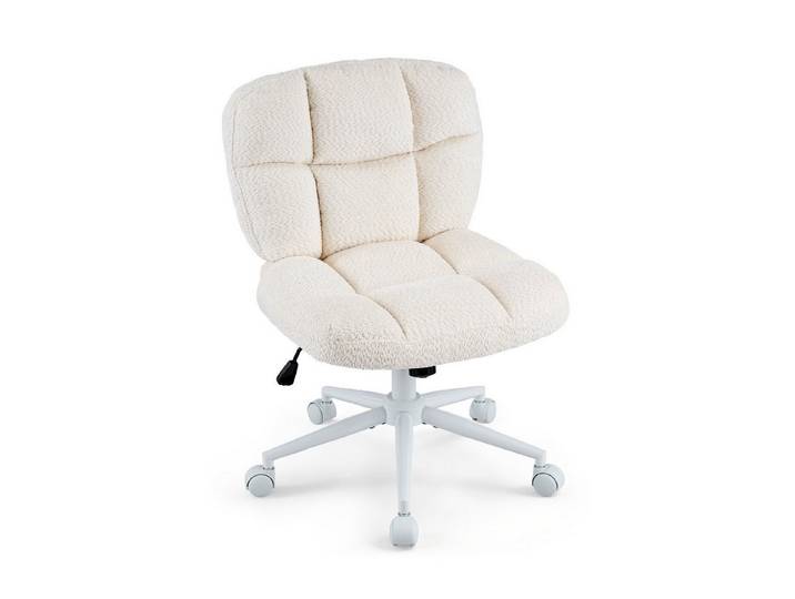 VINGLI Drehstuhl mit geräuscharmen Rollen, ergonomischer Schminkstuhl ohne Armlehnen, Chenille-Stoff, höhenverstellbarer