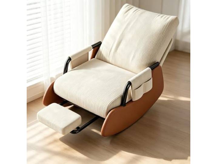 LCNDKF Schaukelsessel Modern für Lesen und Entspannung Schaukelnder Komfortsessel mit tiefer Sitzfläche 60x60cm und Rückenunterstützung für Lesestunden.