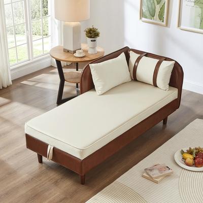 Velvet PU Storage Chaise Lounge Sofa