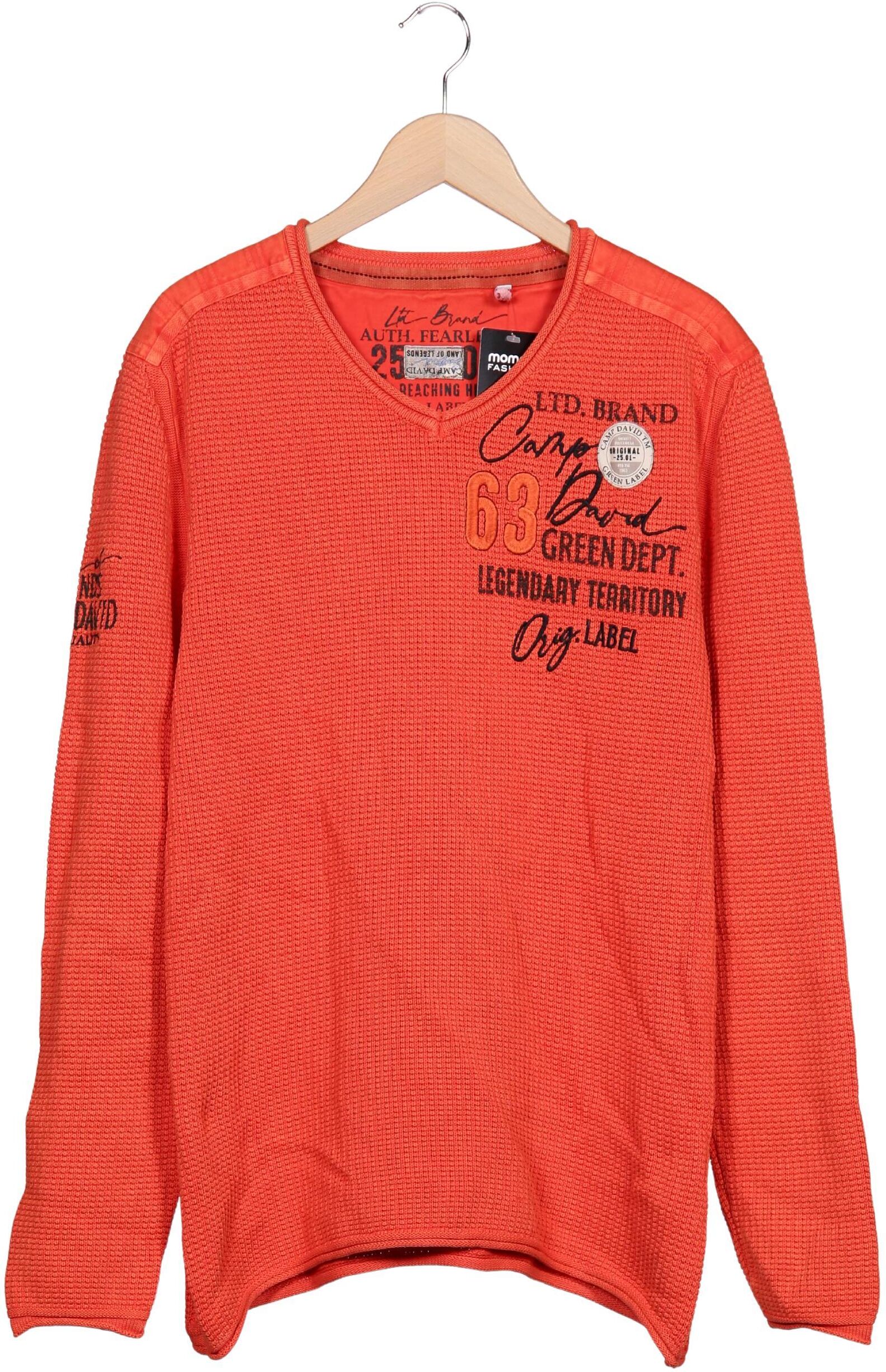 Camp David Herren Pullover, Rot, Gr. XL, Baumwolle - Second Hand