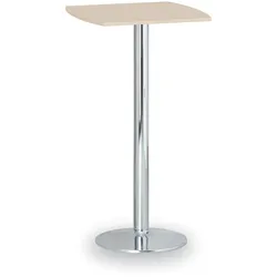 Cocktailtisch, Partytisch OLYMPO II, 66x66 cm, verchromtes Fußgestell, Platte Birke