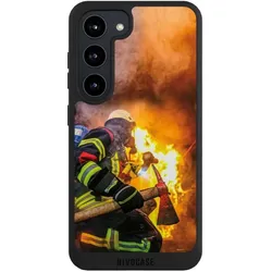 Nivocase Handyhülle für Samsung Galaxy S23 Hülle NIVOpure Case Schwarz Feuer Feuerwehr Lebensretter (Samsung Galaxy S23), Smartphone Hülle, Schwarz