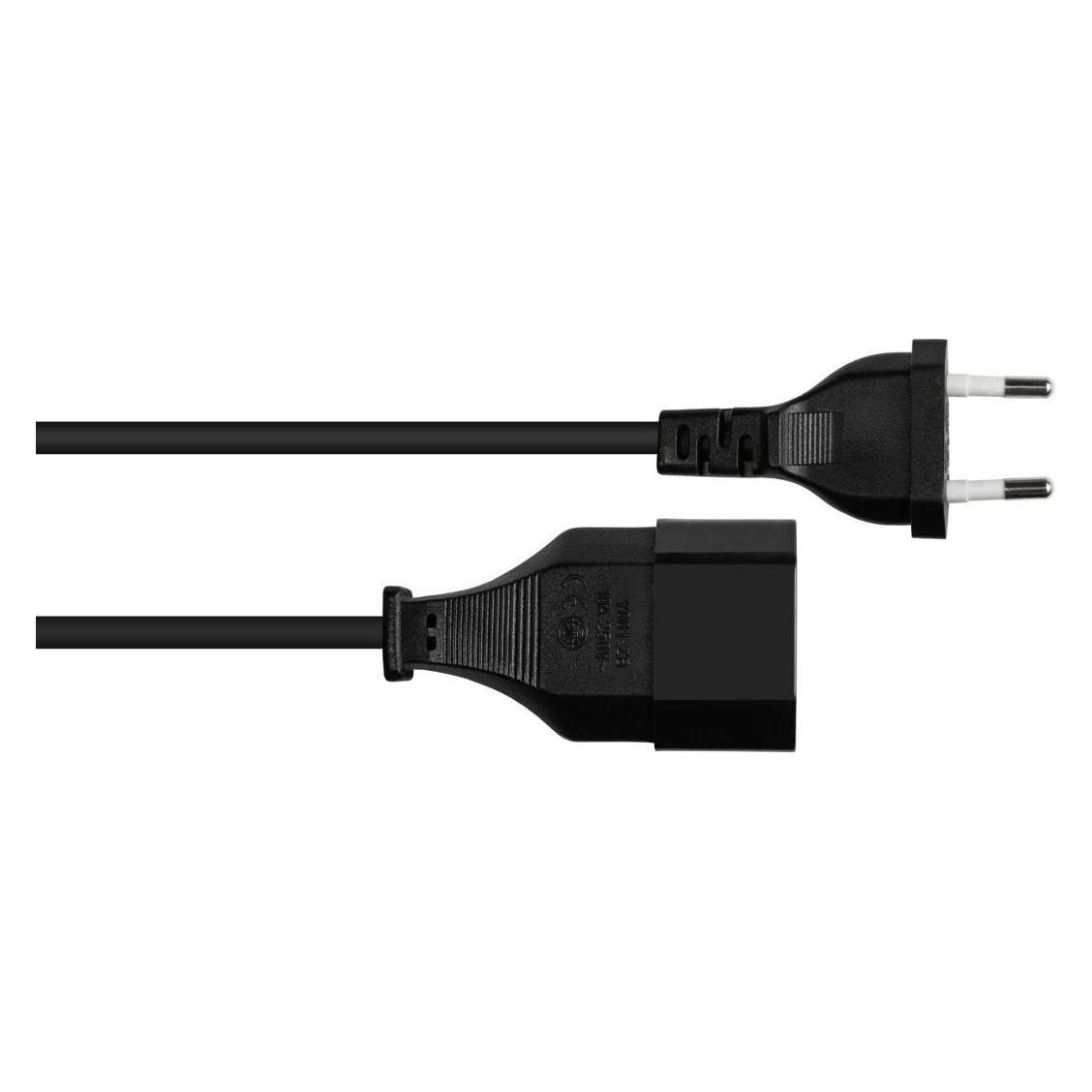 Varia Euro-Verlängerung Euro-Stecker Typ C an Euro-Buchse, schwarz, 0,75mm², 2m - 2er SPAR-Set (2 m, CEE 7/4) (407232)