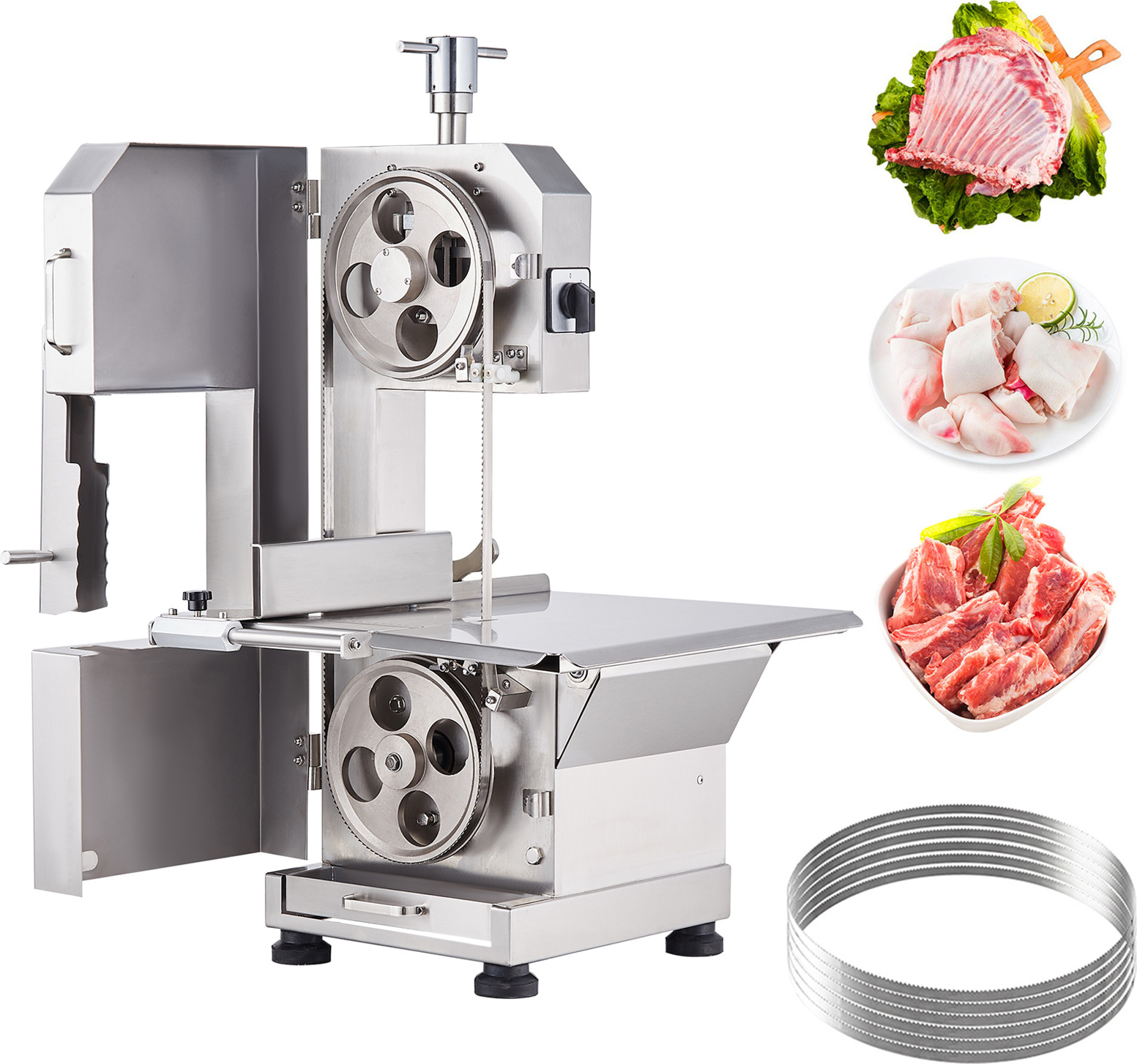SucceBuy Kommerzielle elektrische Fleischbandsäge, 2200 W, Knochensägemaschine aus Edelstahl, Hochleistungsmaschine, für Metzger und Fleischverarbeitung