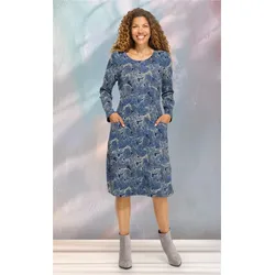Baumwoll-Kleid in Druck blau in Größe 54 von DW-Shop, Blau, 54