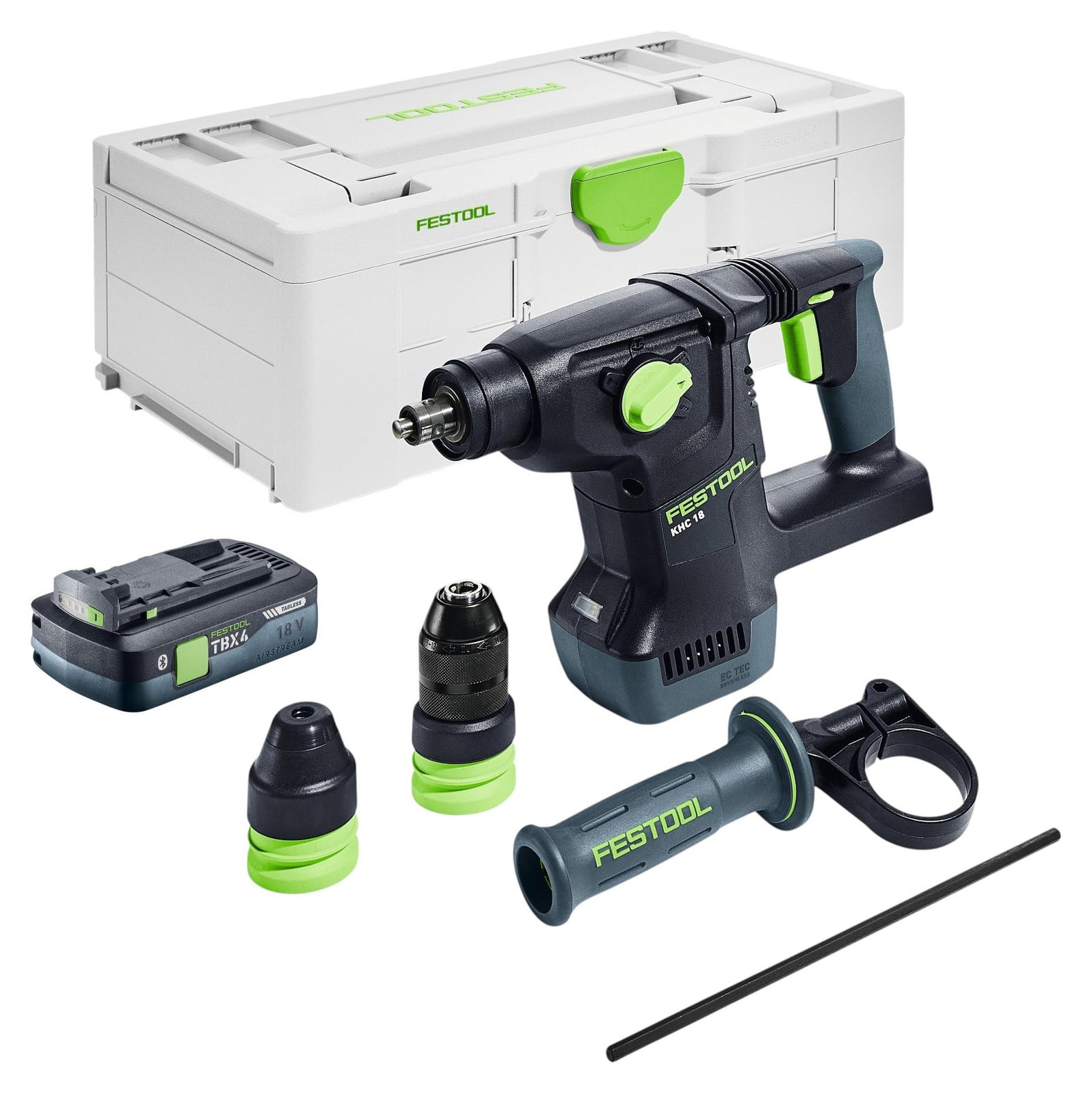 Festool KHC 18 EB-Basic accu combihamer 18 V 2,6 J SDS-Plus Brushless met 1x 4,0 Ah accu en Systainer