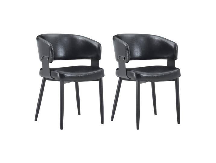 ComfortXL Armlehnstuhl-Set De-36713 2 Stück im Mid-Century-Modern-Stil Schwarz, Metall, 48x77.3x46.5 cm, Esszimmer, Stühle, Armlehnstühle