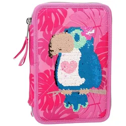 Depesche TOPModel 3-Fach Federtasche Streichpaillette TROPICAL pink