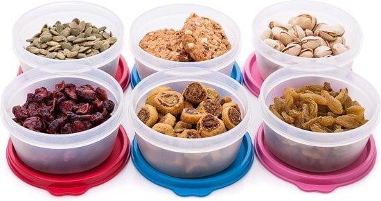 Set van 6 transparante, luchtdichte en stapelbare herbruikbare plastic bakjes van 184 gram