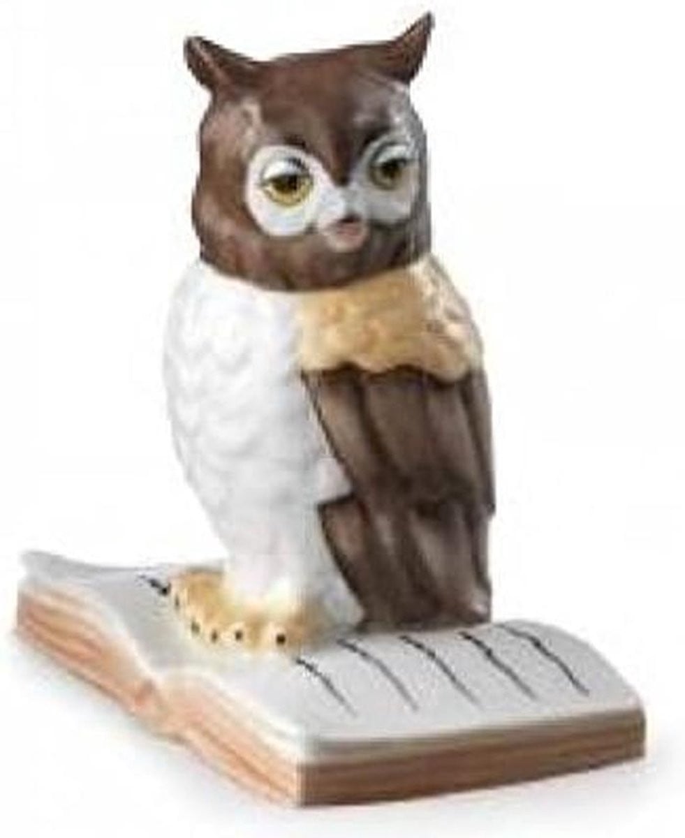 Handbeschilderd Uil Figuur Geluksbrenger Decoratie Wit