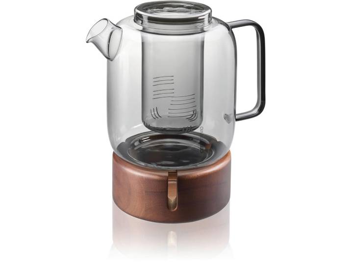 Gefu Teekannenset Trevio, Braun, Grau, Schwarz, Holz, Kunststoff, Glas, 2-teilig, Akazie, 1,5 l, 14.5x23.5x22 cm, Geschirr, Kannen & Karaffen, Teekannen