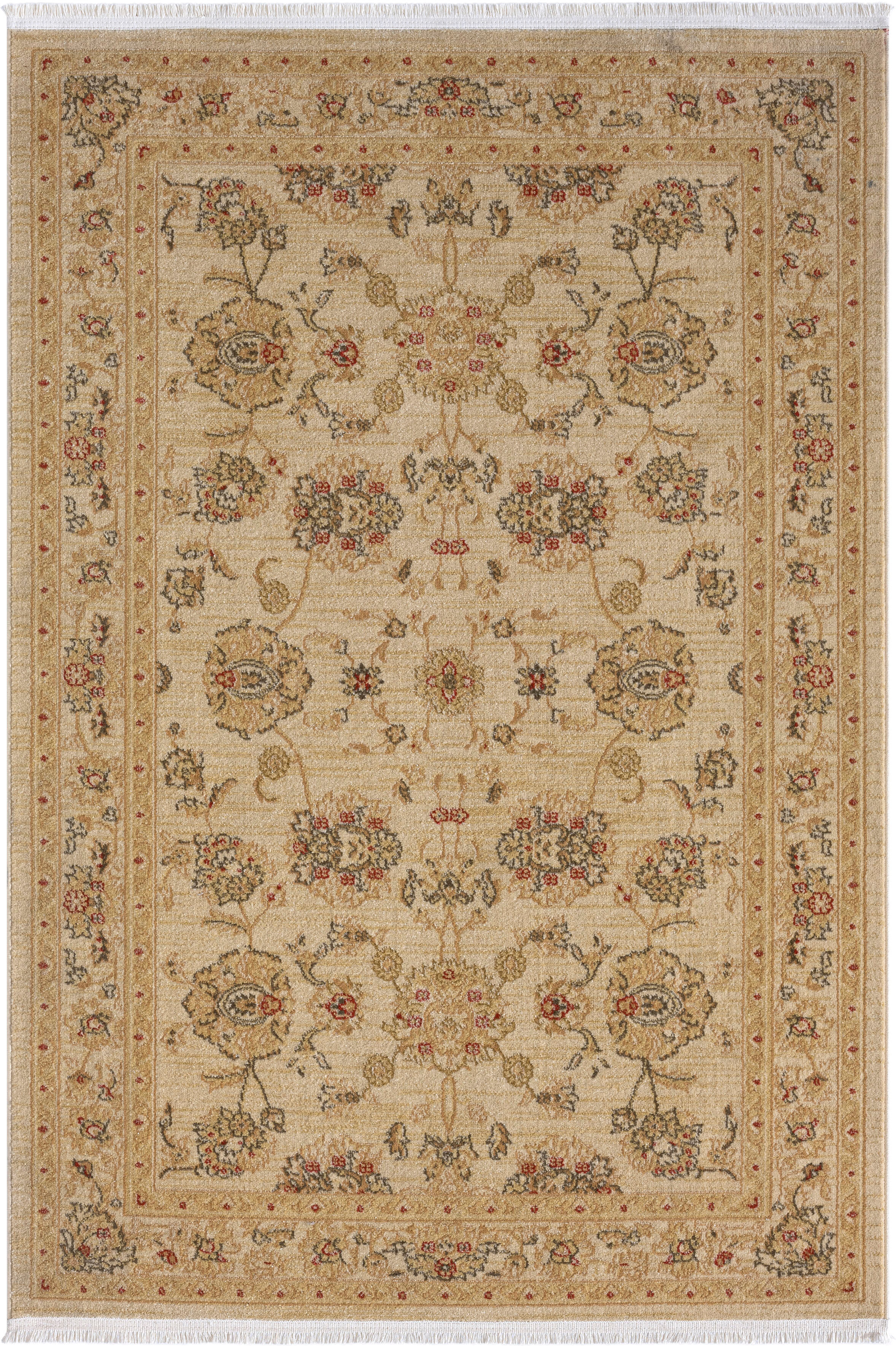 Teppich "Maryam 4", beige (creme, creme), B:140cm H:7,5mm L:200cm, Polypropylen (PP), MYFLAIR MÖBEL & ACCESSOIRES, Teppiche, Teppich, Kurzflor, Orient Optik, edler Glanz, mit Fransen, besonders weich creme, creme B : 140cm 1 Stk., 7,5mm, L: 200cm