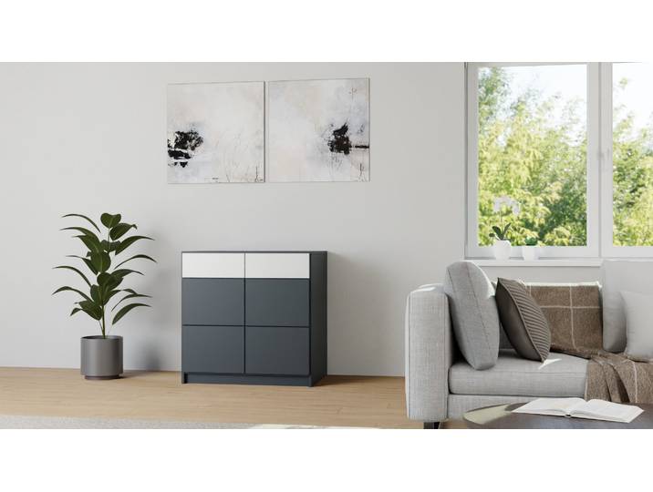 Nachtregal mit Schubladen MDF Lackiert Anthrazit­grau RAL&nbsp;7016