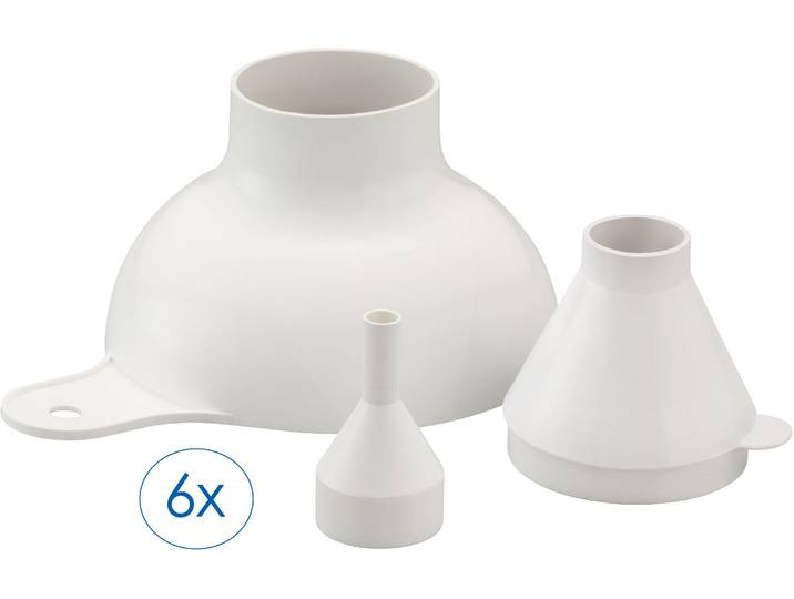 Trichter RUCO 6- teiliges Set in 3 Größen , weiß, Kunststoff, Trichter, Trichter, Trichter, Pulvertrichter, Trichter-Set, Made in Germany