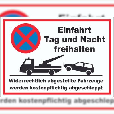 HB-Druck Parken verboten Einfahrt Tag und Nacht freihalten Aufkleber A7 (74x105mm)
