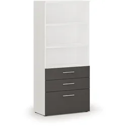 Büroschrank mit kombinierten Schubladen PRIMO WHITE, 800 x 420 x 1781 mm, weiß/Graphit