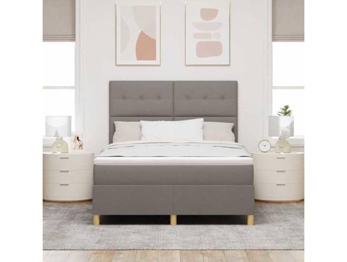 KTHLBRH Boxspringbett 140 x 190 cm mit verstellbarem Kopfteil Modernes Design, robuster Stoff, mittlere Festigkeit, für zeitgenössisches Zimmer