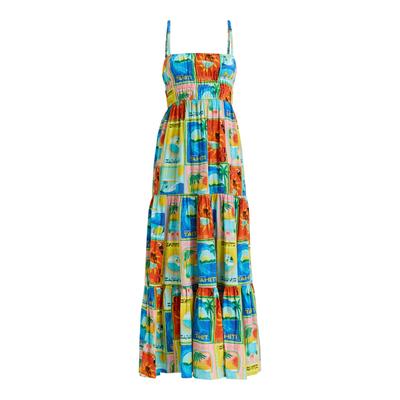 Sommerkleid ROXY "Atlas Sunshine Coastline", Damen, Gr. M, US-Größen, bunt (atlas atlas print), Obermaterial: 60% Baumwolle, 40% Viskose., Kleider Sommerkleid
