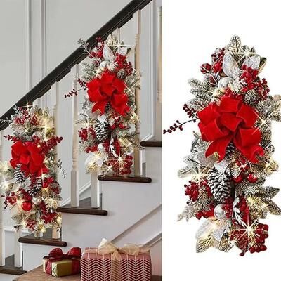 Uplift Picks Nordic Christmas Staircase Wreath Hanging Decoration For Festive Home Decor Nordic Christmas Staircase Wreath Hanging Decoration For Festive Home Decor
