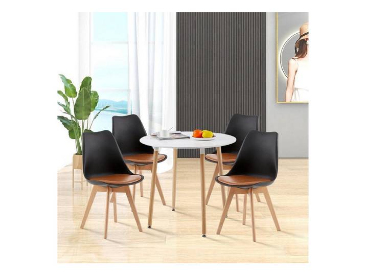 LuxusKollektion Esstisch Esszimmergruppe Esstisch 4 Stühle Weiß Esstisch 4 Schwarz Braun Stühle (1-St)