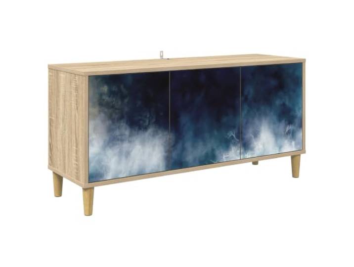 KTHLBRH TV-Schrank RAALTE 102 x 33 x 50 cm Sonoma Holz Engineered 3 Türen, erhöhte Füße 10 cm, maximale Belastung 30 kg, nur innen, Montage erforderlich, moderner Stil