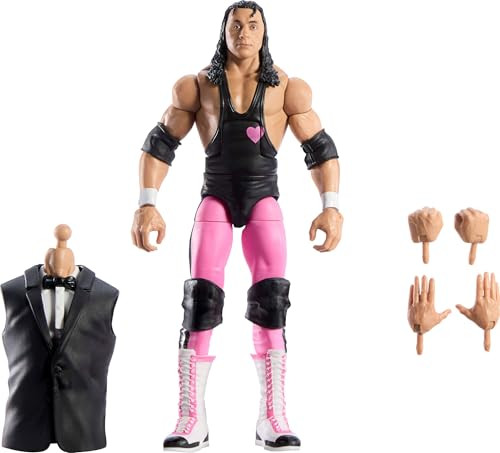 Mattel WWE Elite Collection Bret Hit Man Hart Actiefiguur met Accessoires en Build-A-Figure Onderdelen, WrestleMania Premium Live Event