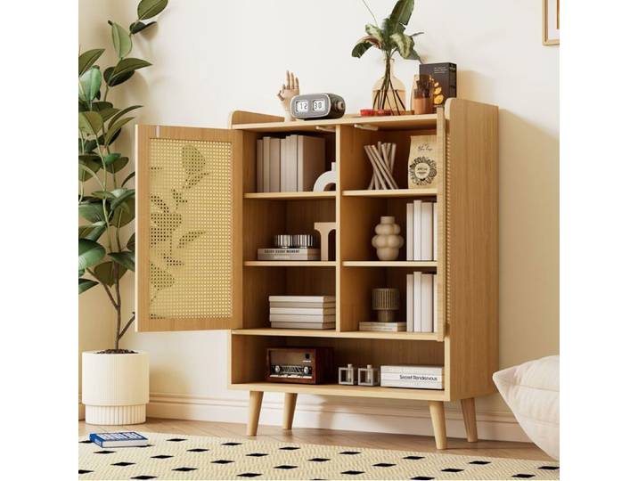 ELVORIN meuble chaussures 80 x 35 x 105 cm chene clair deux portes rangement pour entree
