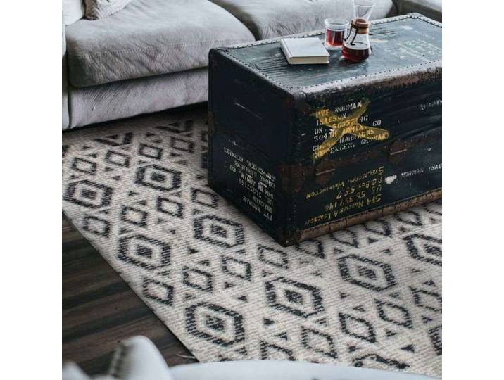 Tapis esprit scandinave à motifs losanges gris beige 160x230