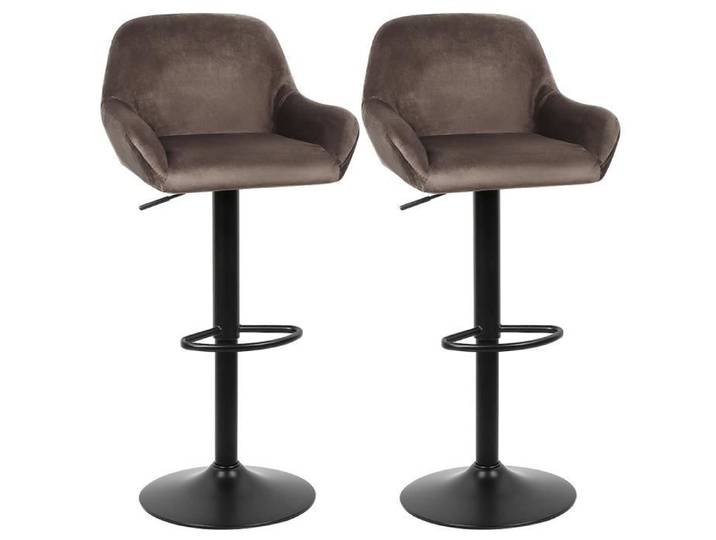 Tabouret nordique en velours - XJING - Lot de 2 - Beige - Intérieur - Vintage