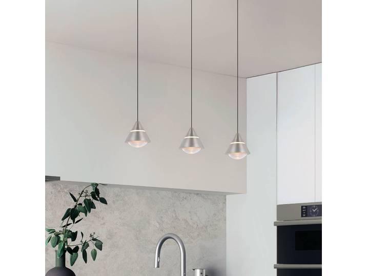 Trio Lighting Hängeleuchte Romeo, alu / grau / zink, für Wohn- / Esszimmer, Metall, Modern