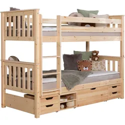 TiCAA Etagenbett Sammy Kiefer Natur