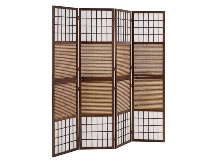 Homestyle4u Paravent Raumteiler 4 teilig Dunkelbraun Bambus Holz Trennwand faltbar und blickdicht - 176x175 cm Spanische Wand -Sichtschutz zur Dekoration und Raumtrennung