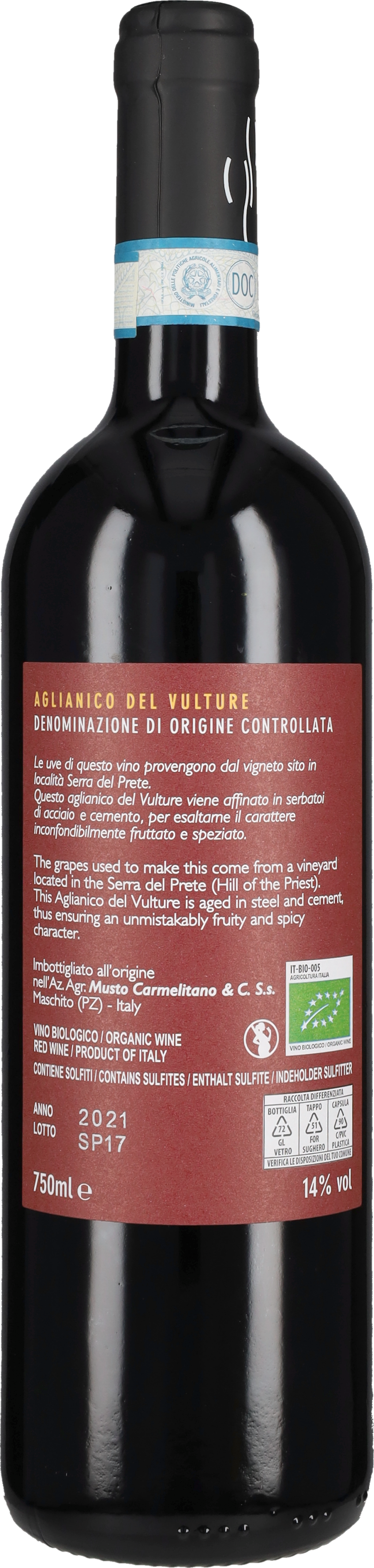 Aglianico del Vulture 'Serra del Prete' Musto Carmelitano 2021