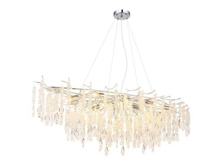 Pendelleuchte Hängeleuchte Deckenleuchte Metall silber Glaskristalle H 120 cm