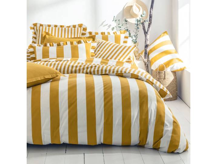 Housse de couette en coton jaune ocre 240x220cm