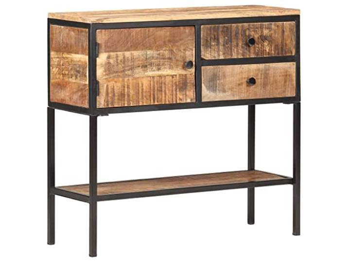 vidaXL Raues Mangoholz Sideboard mit 1 Tür 2 Schubladen 1 Ablage Kommode Anrichte Mehrzweckschrank Schrank Beistellschrank 85x30x80cm