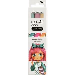COPIC Layoutmarker Ciao Layer & Mix Manga Set, Vibrant Palette, farbig sortiert, 3 Stück