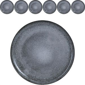 Moritz&Moritz Teller Vida Dinnerteller, Porzellan, rund, Ø 27 cm, anthrazit, 6 Stück