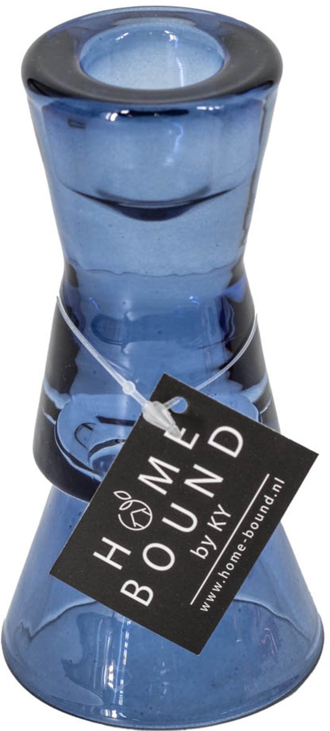 Glazen kaarsenstandaard blauw