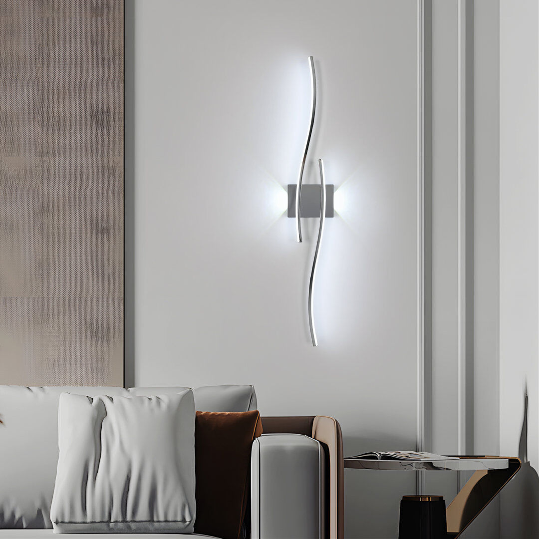 Metro Shaped 90cm Aluminium Wall Lamp Chrome 89cm H X 14cm W X 5.5cm D