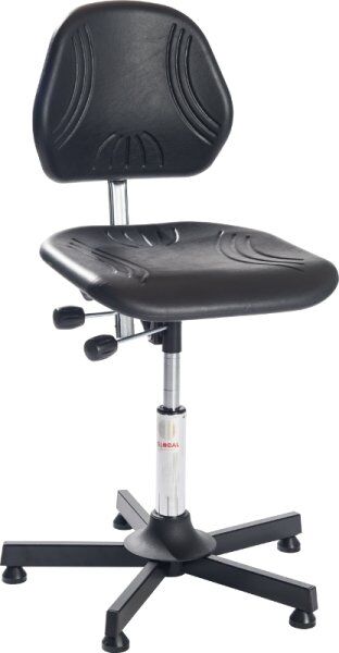 Global Comfort Arbejdsstol, Sort, Pu, 47-60 Cm