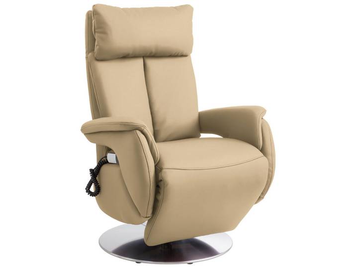 Cantus Relaxsessel, Beige, Metall, Echtleder, Nappaleder, Longlife-Leder, 78x110x81 cm, Goldenes M, Relaxfunktion, Herz-Waage-Funktion, Wohnzimmer, Sessel, Ledersessel