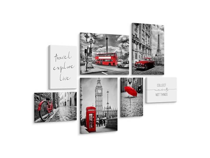 Muralo Wandbilder 3er-Set, London, Spruch, Stadtansicht - 30x40 cm