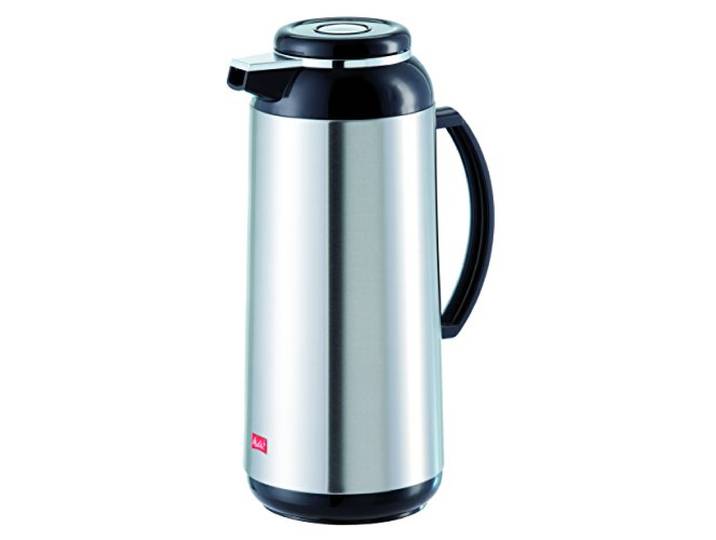 Melitta Thermoskan met schroefdop, 1,9 l, ca. 15 kopjes, glazen zuiger, roestvrij staal, zilver/zwart